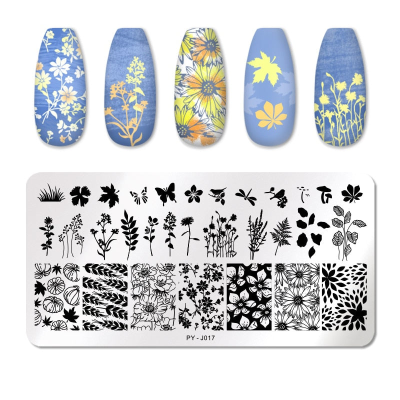 PICT YOU 12*6cm Nail Art Templates Stamping Plate Design Flower Animal Glass Temperature Lace Stamp Templates Plates Image