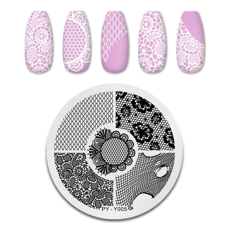 PICT YOU 12*6cm Nail Art Templates Stamping Plate Design Flower Animal Glass Temperature Lace Stamp Templates Plates Image