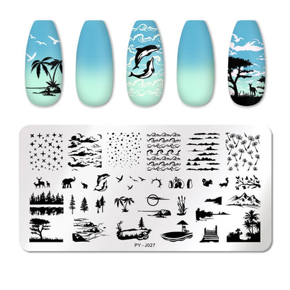 PICT YOU 12*6cm Nail Art Templates Stamping Plate Design Flower Animal Glass Temperature Lace Stamp Templates Plates Image