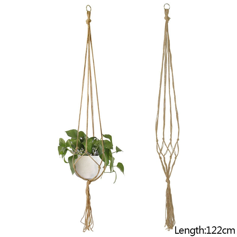 Macrame Handmade Plant Hanger Baskets Flower Pots Holder Balcony Hanging Decoration Knotted Lifting Rope Home Garden Supplies