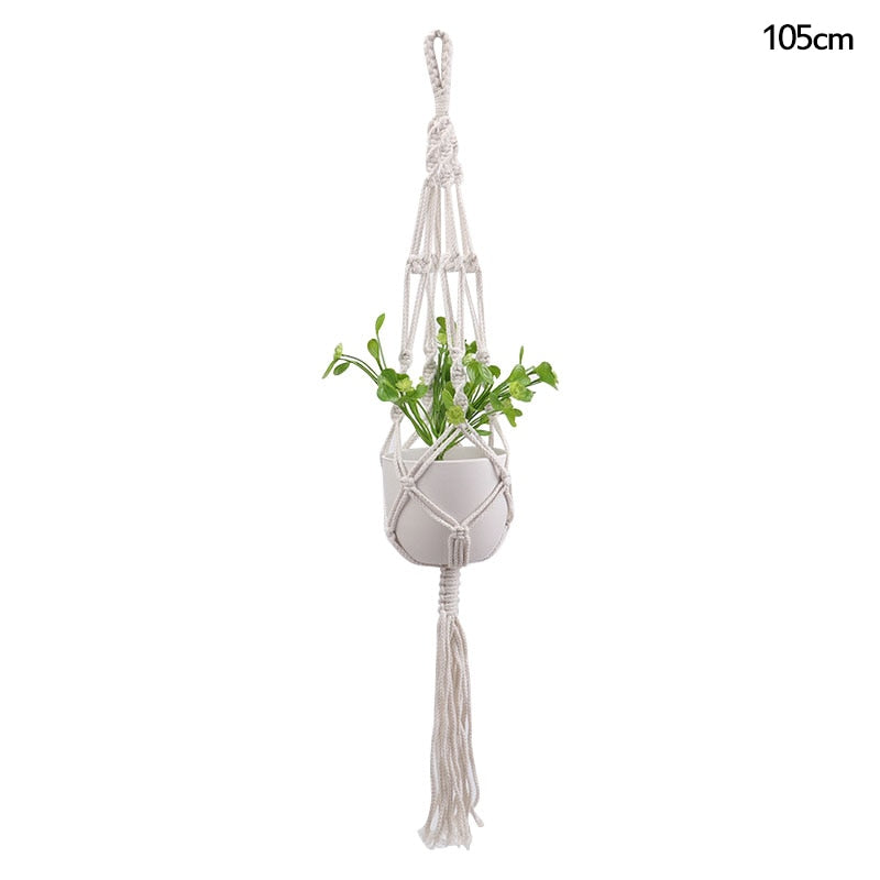 Macrame Handmade Plant Hanger Baskets Flower Pots Holder Balcony Hanging Decoration Knotted Lifting Rope Home Garden Supplies