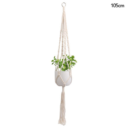 Macrame Handmade Plant Hanger Baskets Flower Pots Holder Balcony Hanging Decoration Knotted Lifting Rope Home Garden Supplies