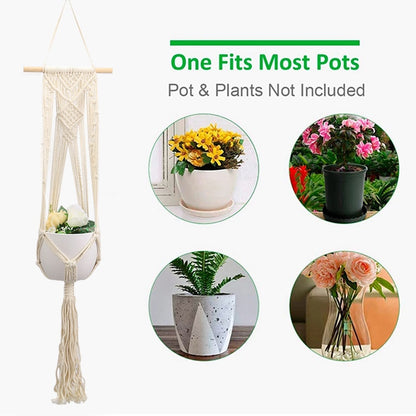 Macrame Handmade Plant Hanger Baskets Flower Pots Holder Balcony Hanging Decoration Knotted Lifting Rope Home Garden Supplies